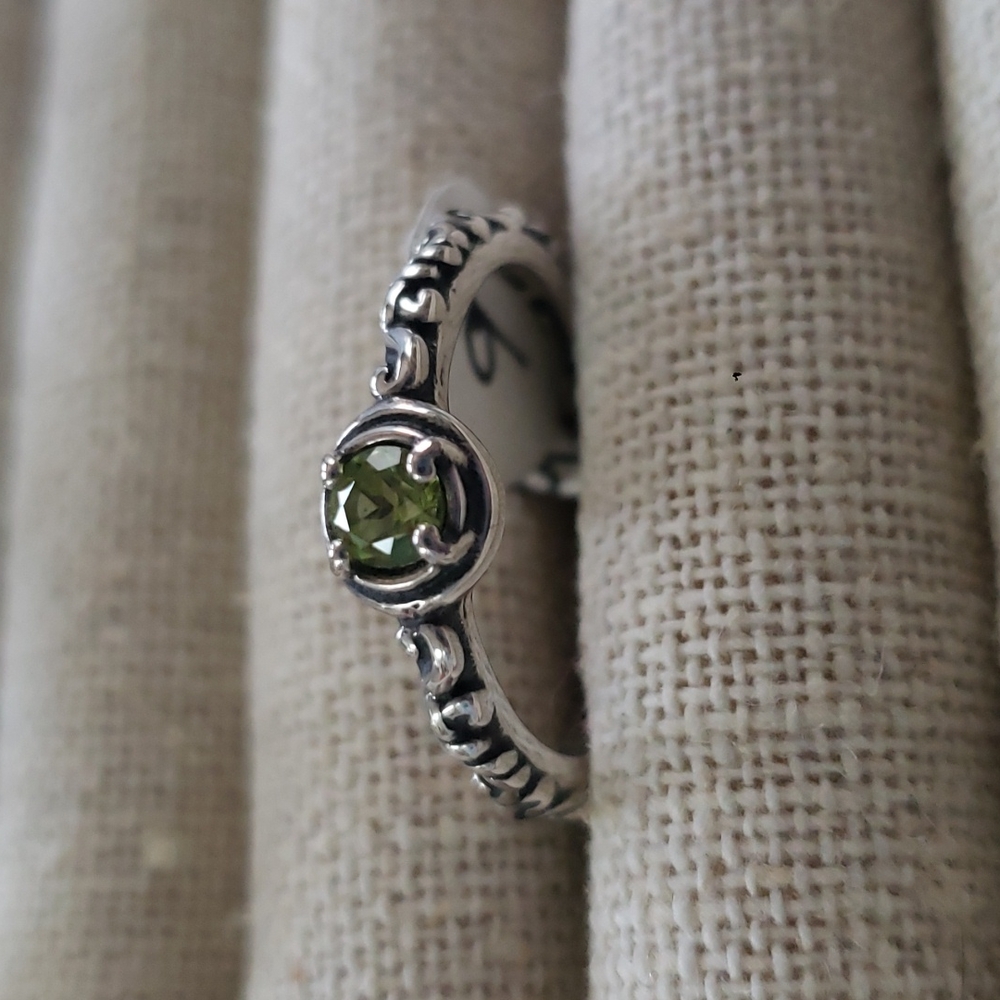 Carolyn Pollack Peridot Stacking solitare sterling ring NWT